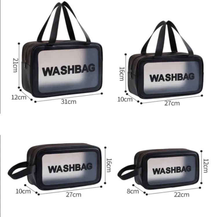 2 PCS Frosted Translucent Waterproof Storage Bag Cosmetic Bag Swimming Bag Wash Bag White M 2 Handles