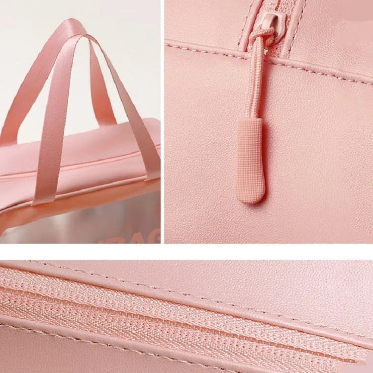 2 PCS Frosted Translucent Waterproof Storage Bag Cosmetic Bag Swimming Bag Wash Bag White M 2 Handles