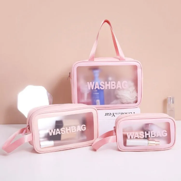2 PCS Frosted Translucent Waterproof Storage Bag Cosmetic Bag Swimming Bag Wash Bag White M 2 Handles