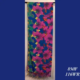 850F - 116WR , Fringed scarf floral print