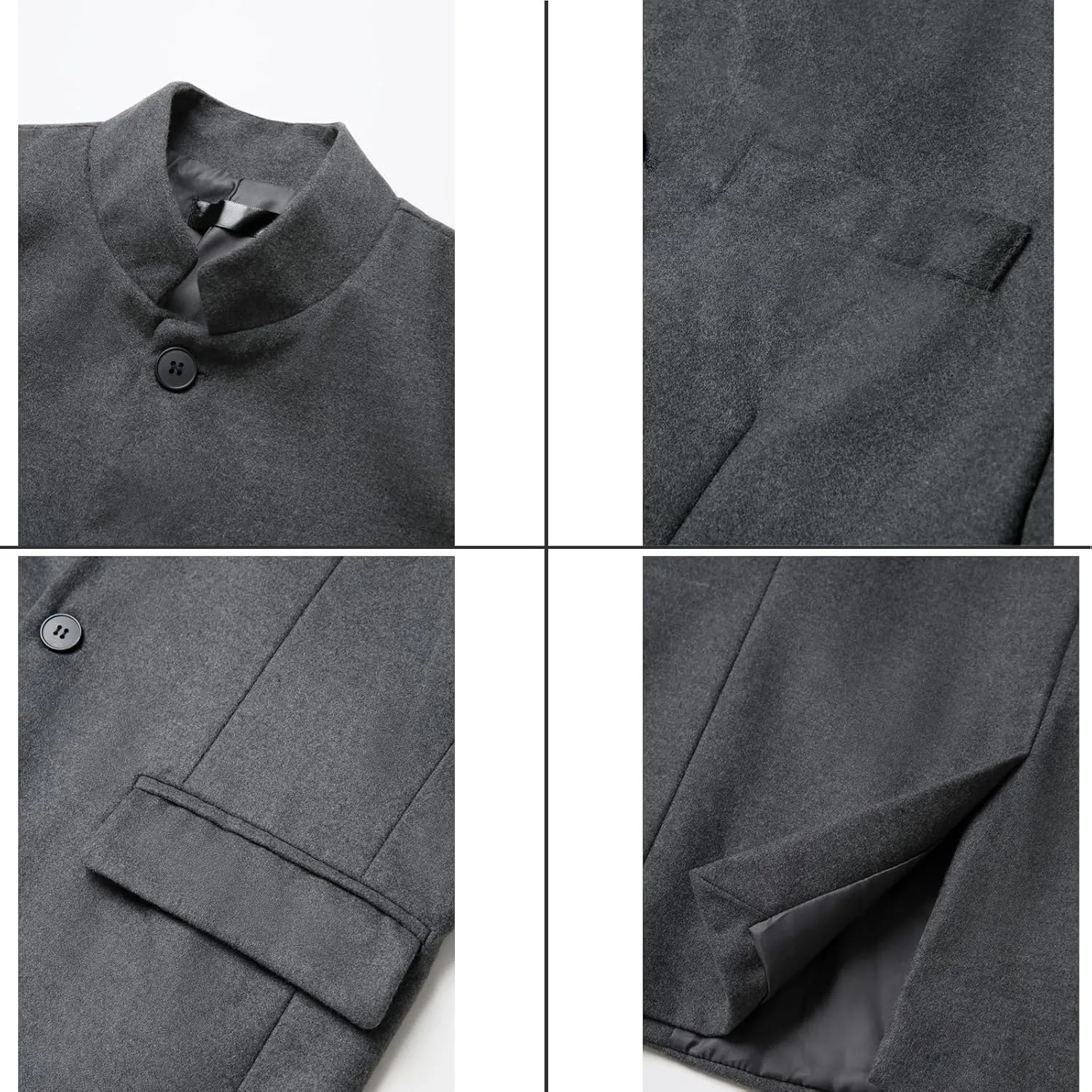 AIFARLD Mens Casual Blazer Stand Collar Tweed Suit Jackets Sport Coats Business Coats Lightweight Fashion