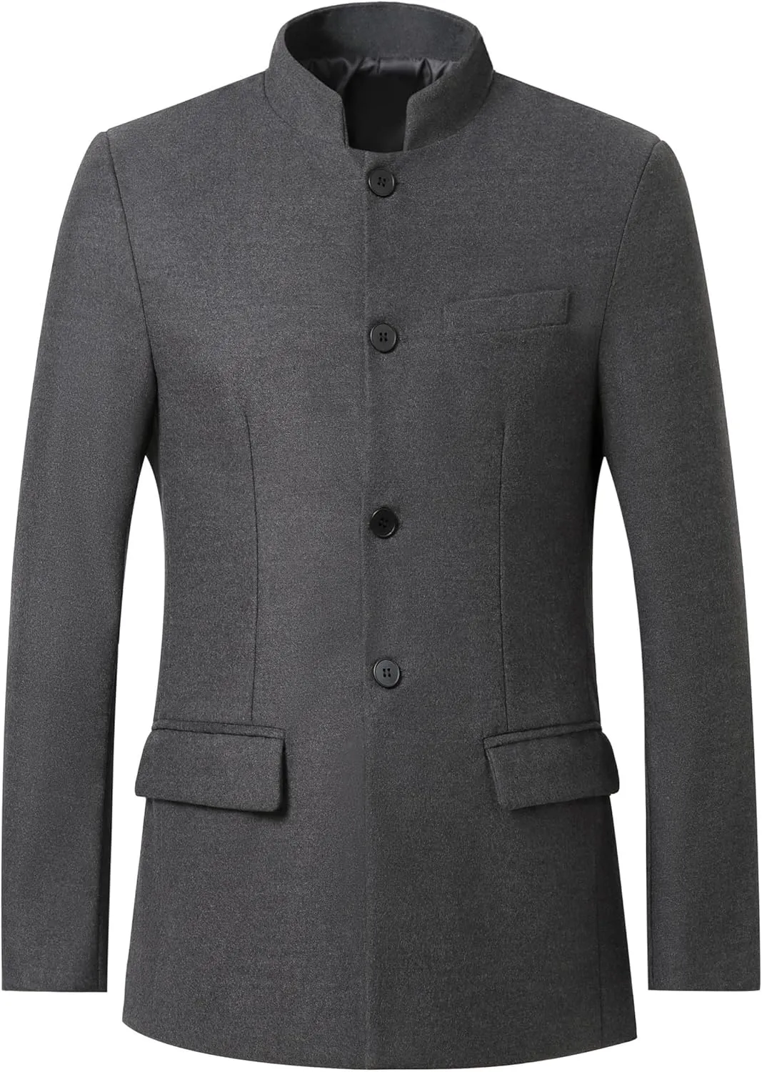 AIFARLD Mens Casual Blazer Stand Collar Tweed Suit Jackets Sport Coats Business Coats Lightweight Fashion