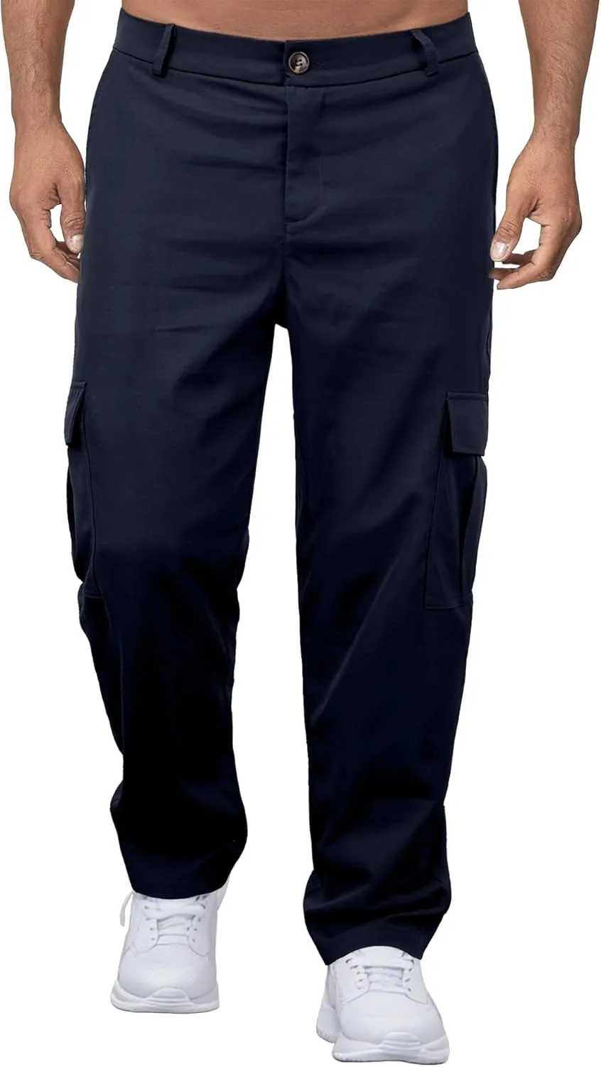 Comdecevis Mens Casual Cargo Joggers Pants Baggy Sweatpants with Large Flap Pockets Hiking Sports Trousers
