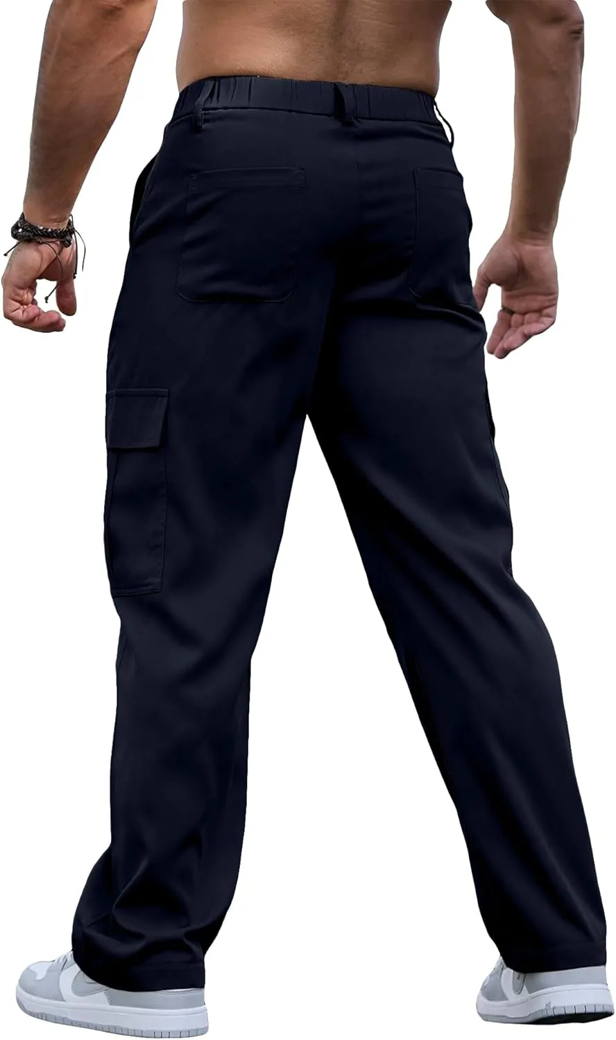 Comdecevis Mens Casual Cargo Joggers Pants Baggy Sweatpants with Large Flap Pockets Hiking Sports Trousers