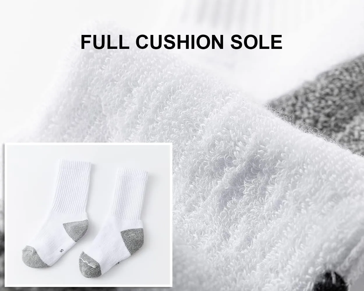 EPEIUS Kids Boys/Girls' Cushioned Crew Socks Thick Cotton Athletic Socks 6 Pack 4-14 Years