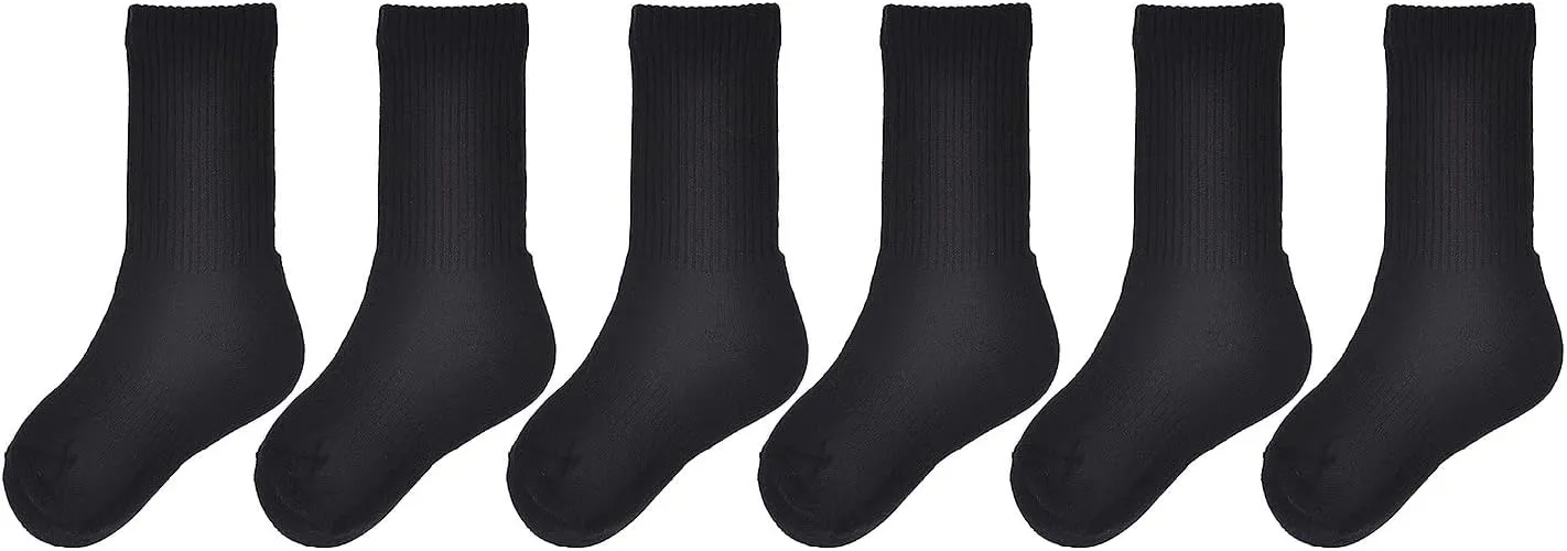 EPEIUS Kids Boys/Girls' Cushioned Crew Socks Thick Cotton Athletic Socks 6 Pack 4-14 Years