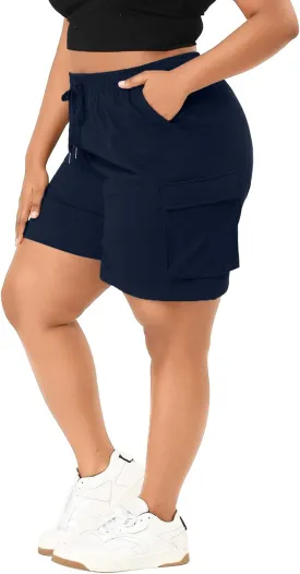 Eytino Womens Plus Size Hiking Cargo Shorts Lightweight Active Athletic Shorts Running Summer Shorts with Pockets(1X-5X)
