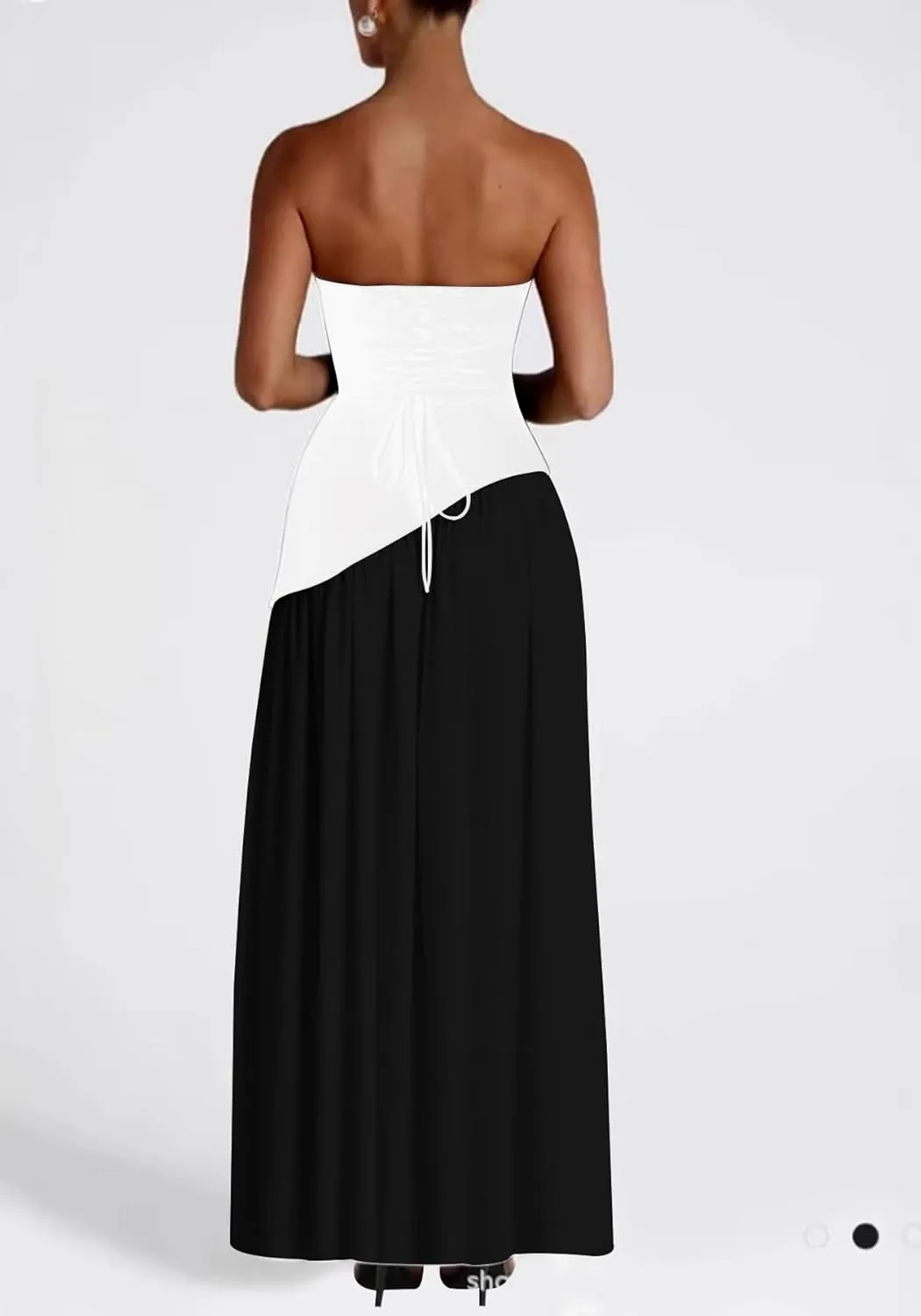 Famnbro Womens Tube Dress Strapless Sexy Off Shoulder Side Slit Going Out Casual Elegant Club Party Maxi Dresses