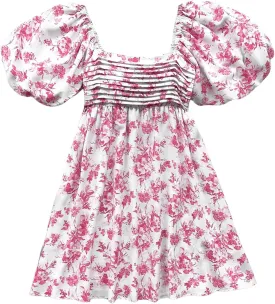 Floerns Women's Floral Dress Puff Sleeve Dress Square Neck Summer Vacation Picnic Mini Dresses