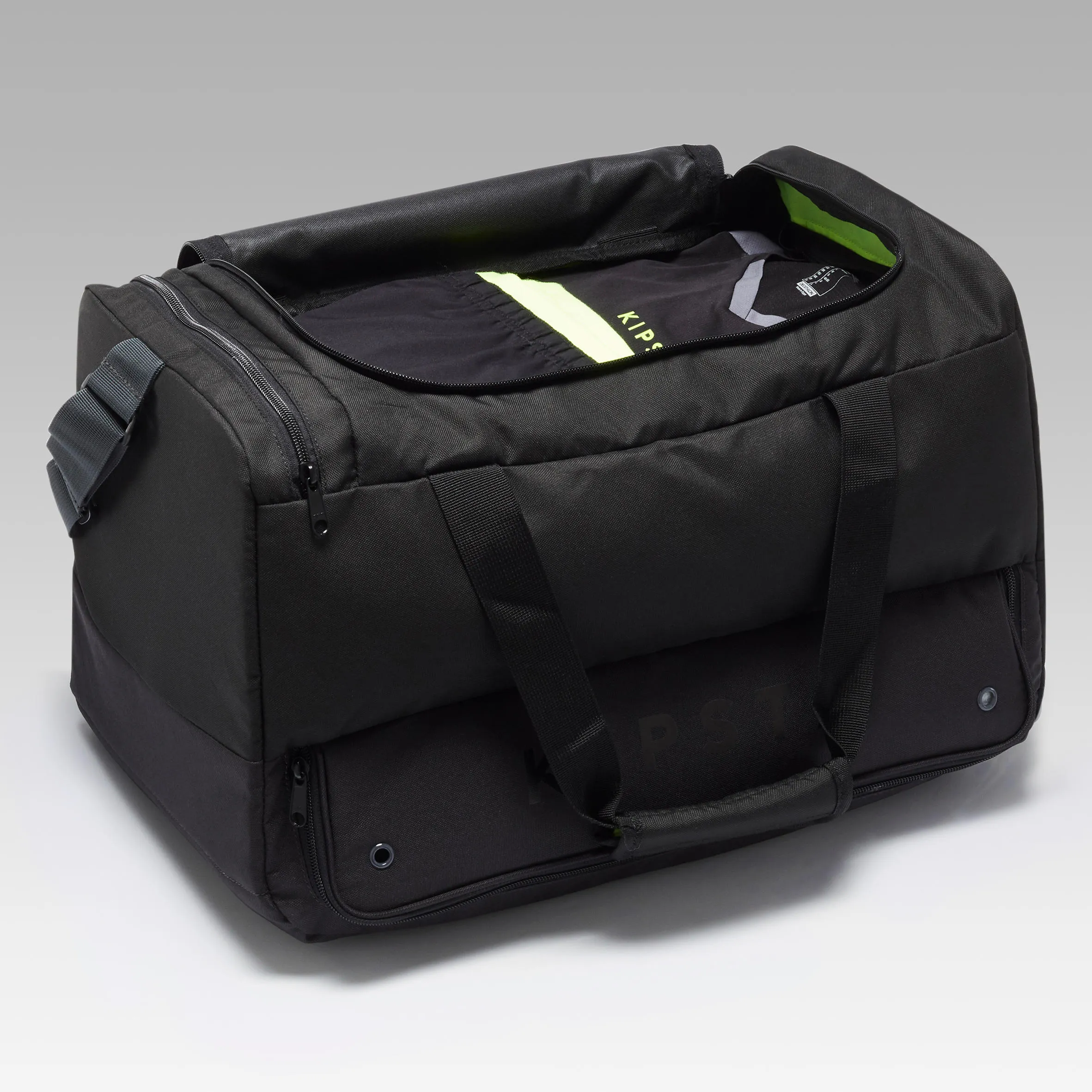 Football sports bag Hardcase 45l black KIPSTA, black/charcoal gray