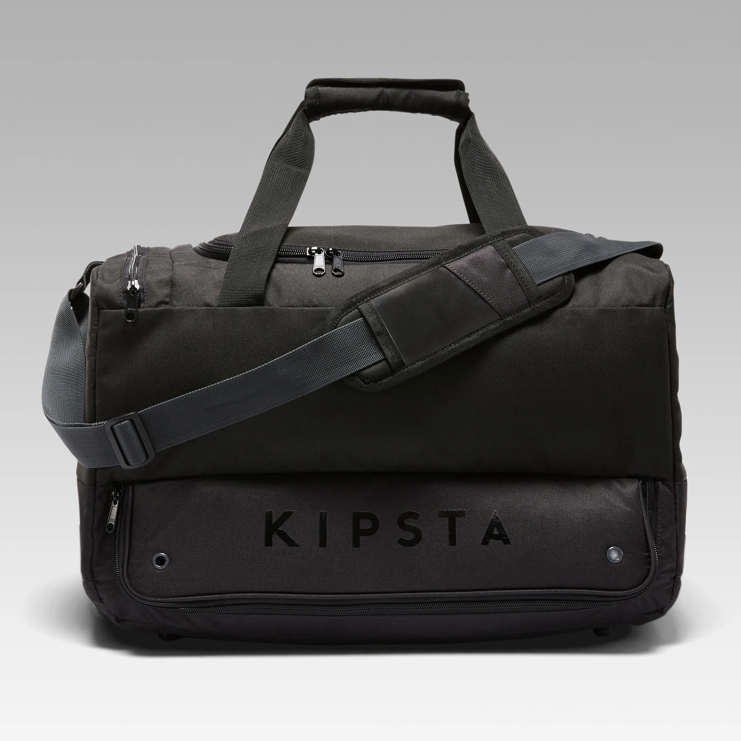 Football sports bag Hardcase 45l black KIPSTA, black/charcoal gray