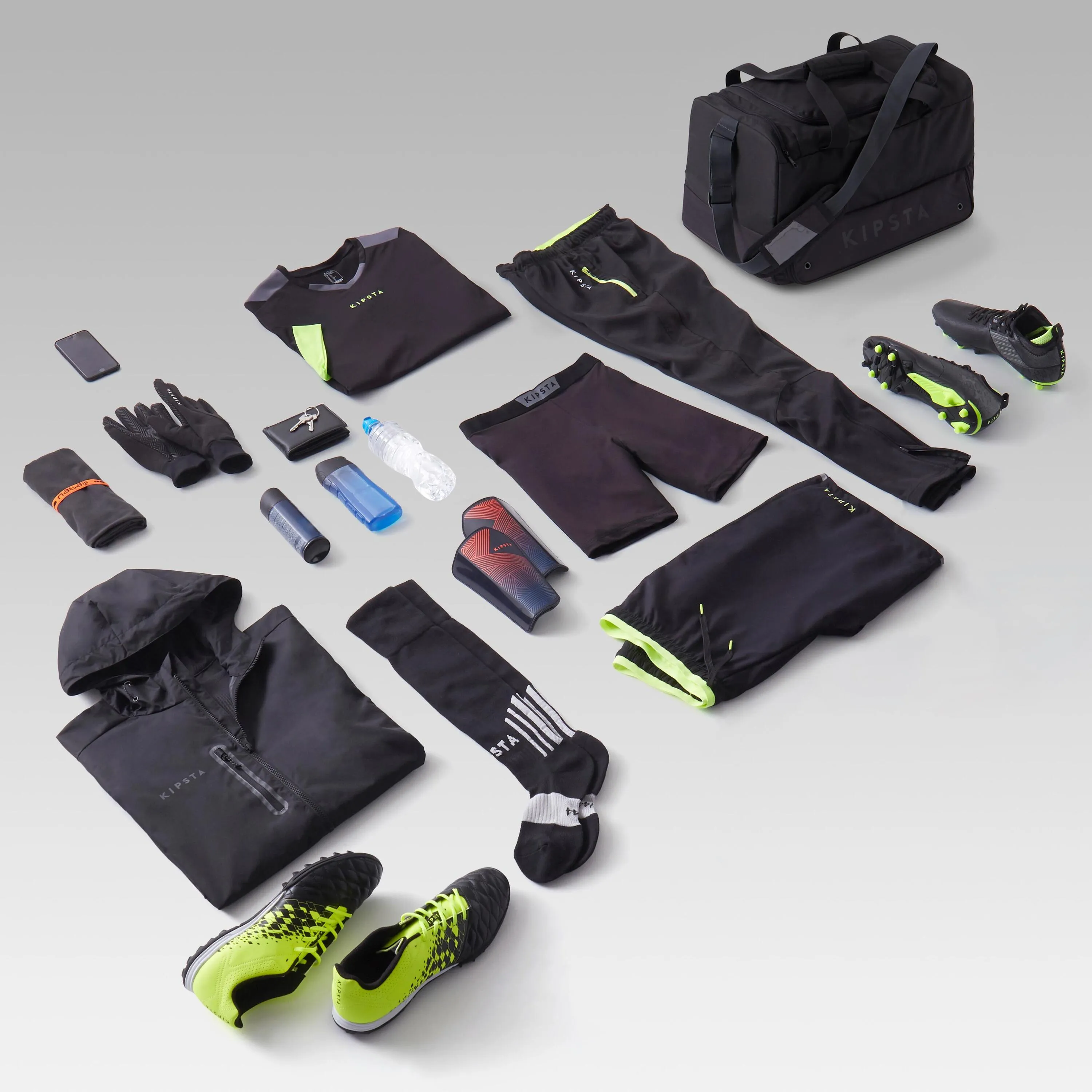 Football sports bag Hardcase 45l black KIPSTA, black/charcoal gray