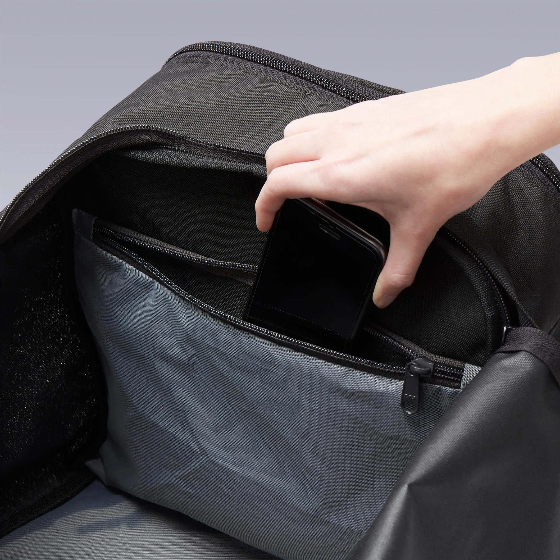 Football sports bag Hardcase 45l black KIPSTA, black/charcoal gray
