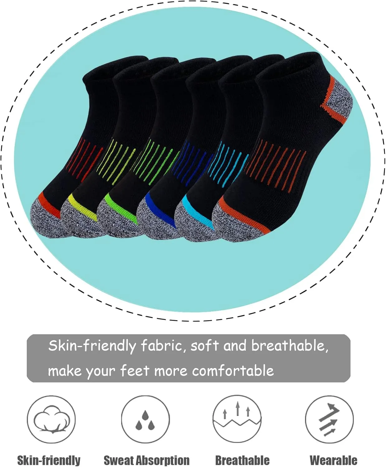 JAMEGIO boys socks 12 Pairs kids Half Cushion Low Cut Sock Sport Ankle Athletic Sock for Little Big Kids
