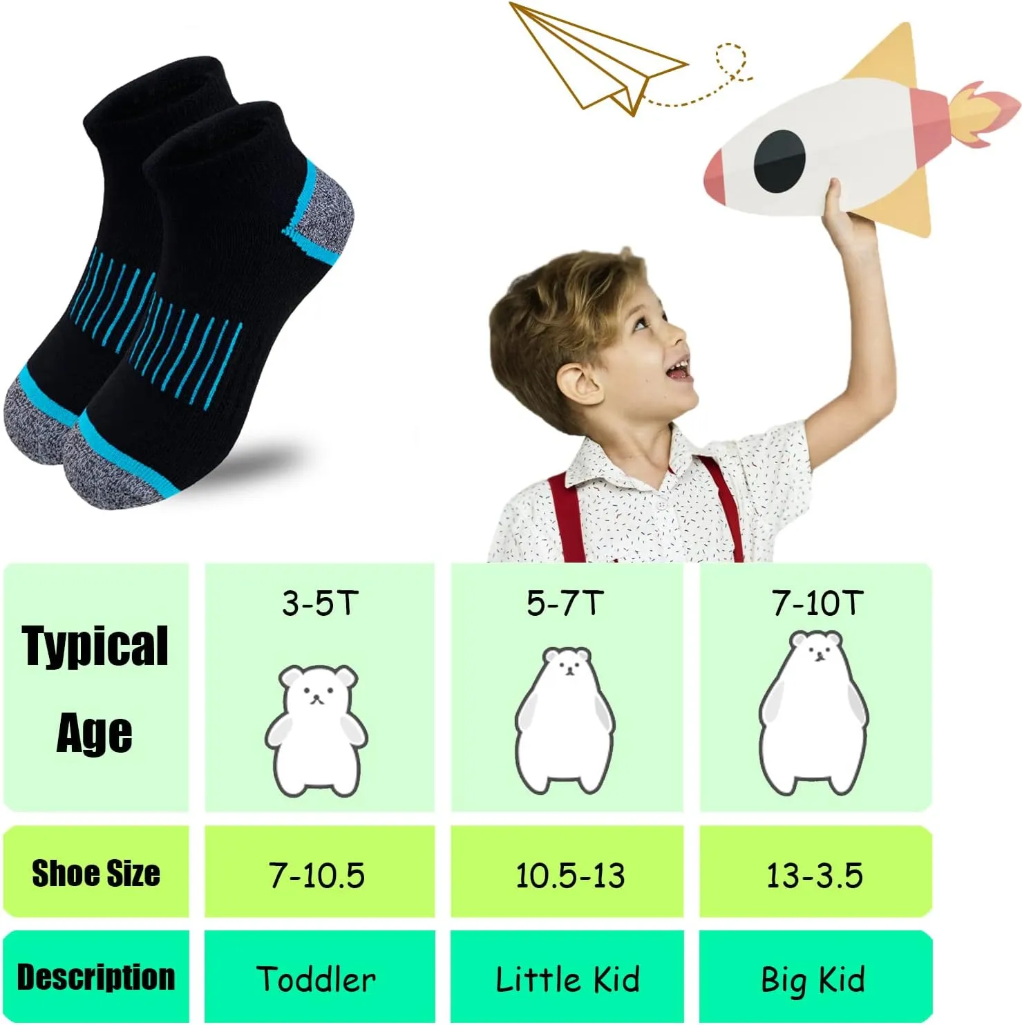 JAMEGIO boys socks 12 Pairs kids Half Cushion Low Cut Sock Sport Ankle Athletic Sock for Little Big Kids