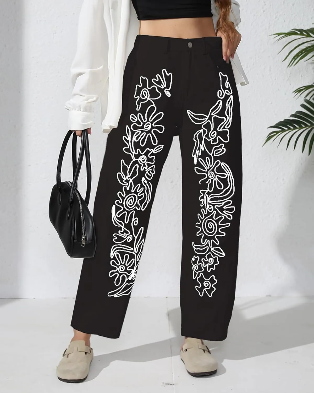 Kedera Embroidered Jeans for Women 2025 Baggy Boyfriend Jeans Barrel Leg Horseshoe Jeans Women Vintage Mid Rise Jeans