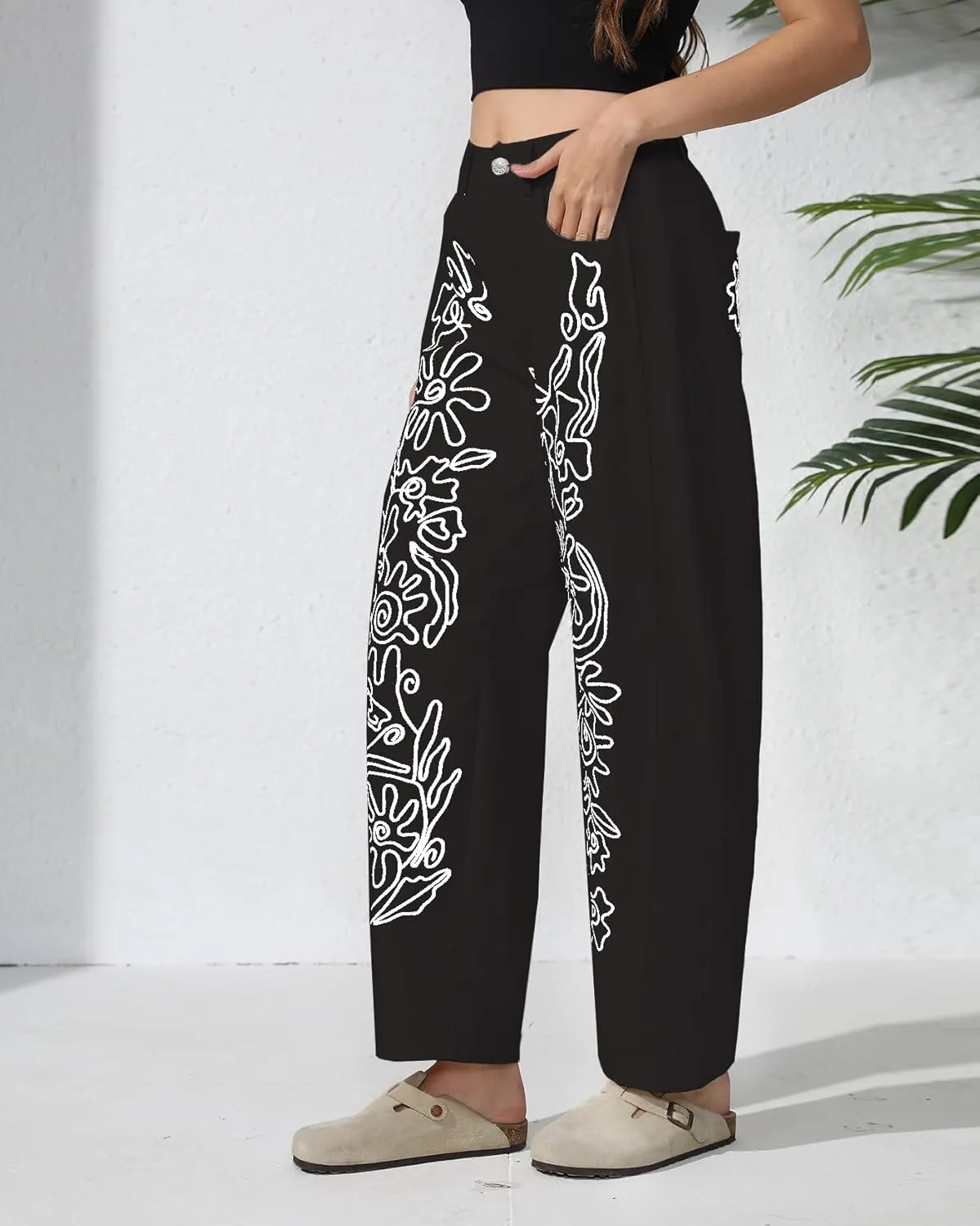 Kedera Embroidered Jeans for Women 2025 Baggy Boyfriend Jeans Barrel Leg Horseshoe Jeans Women Vintage Mid Rise Jeans