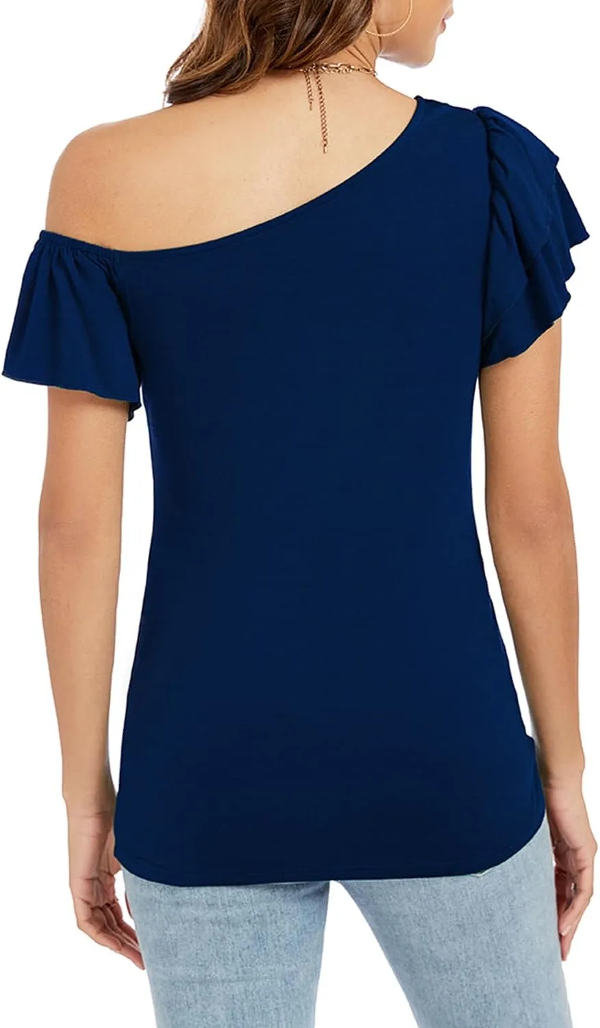 LEIYEE Womens Summer Off The Shoulder Tops Sexy Casual Cute Ruffle Short Sleeve Going Out Vacation T Shirts Blouses