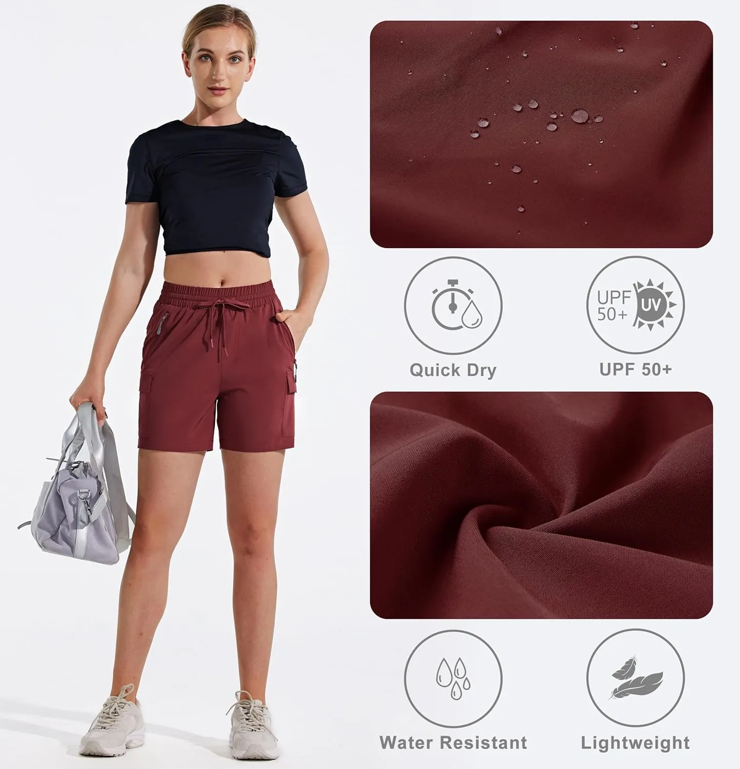 MASKERT Women's Hiking Cargo Shorts 5" 7" 9" Quick Dry Athletic Golf Shorts Lightweight Running Summer Casual Shorts