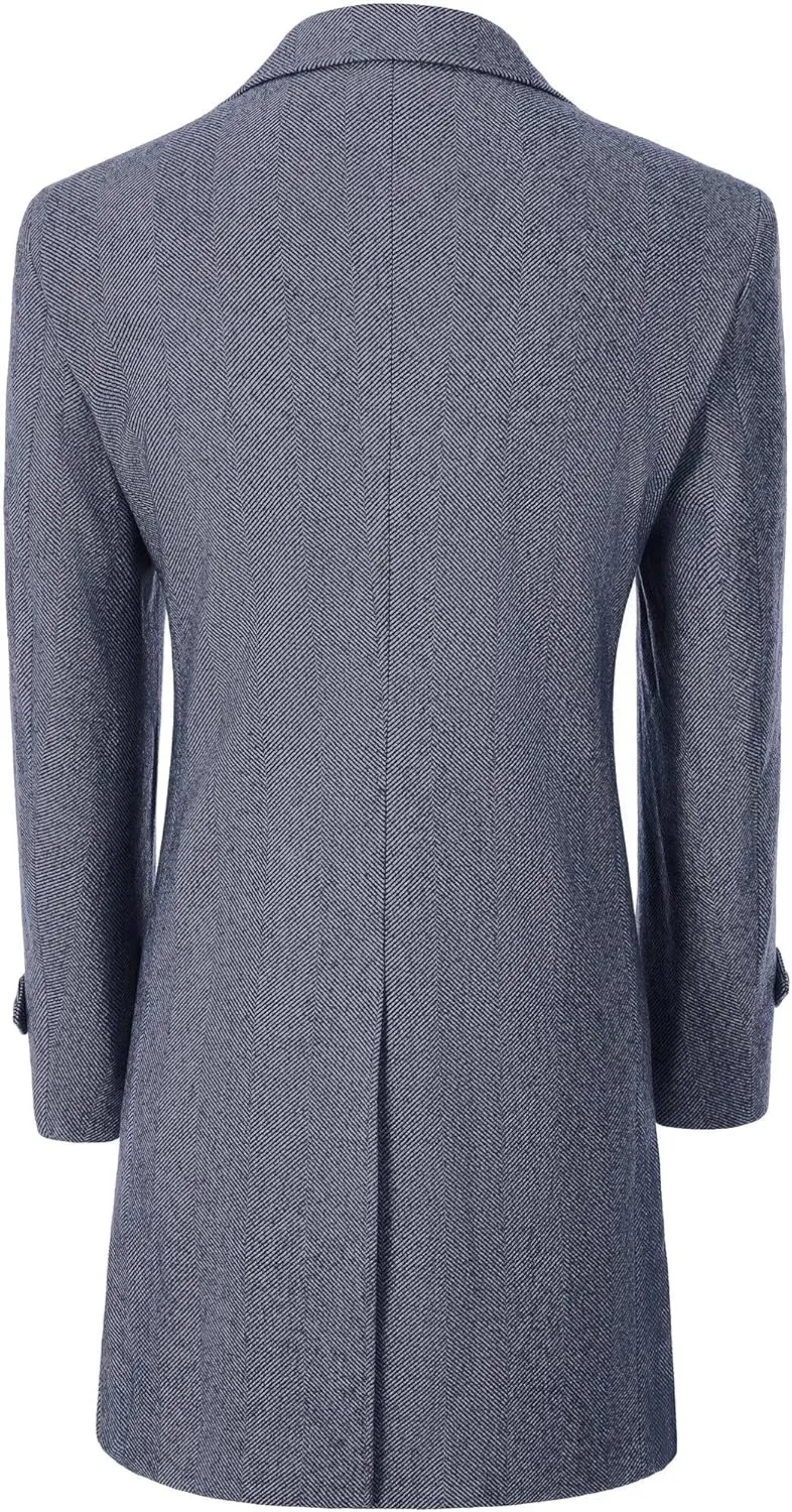 Mens Casual Blazer Coats Wool Blend Men Trench Coat Jacket Double Breasted Classic Warm Men's Sport Coats
