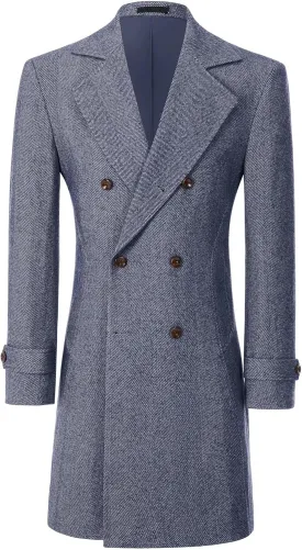 Mens Casual Blazer Coats Wool Blend Men Trench Coat Jacket Double Breasted Classic Warm Men's Sport Coats