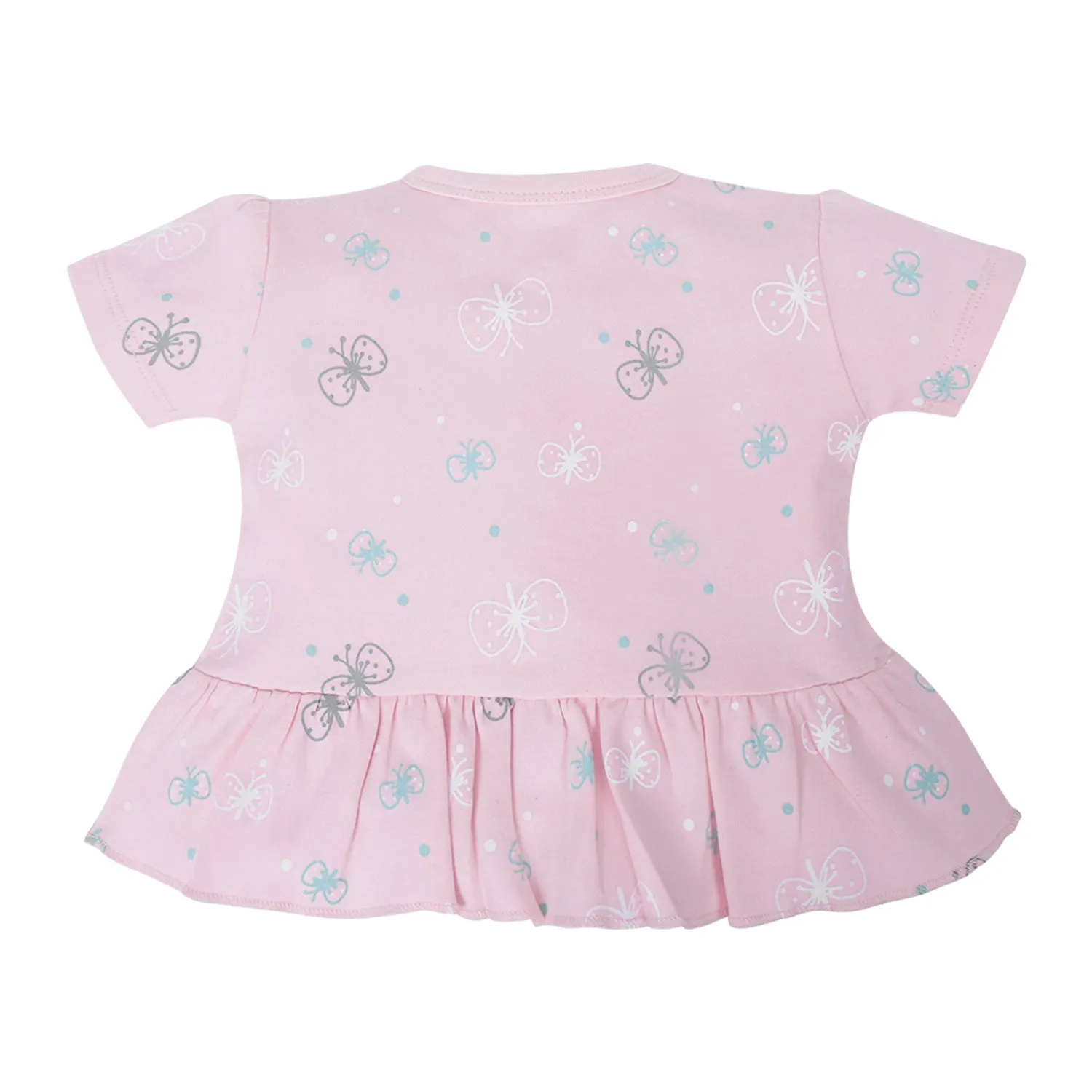 My Milestones T-Shirt Half Sleeve Girls Pink Butterfly / Navy Blue Stripes- 2Pc Pack