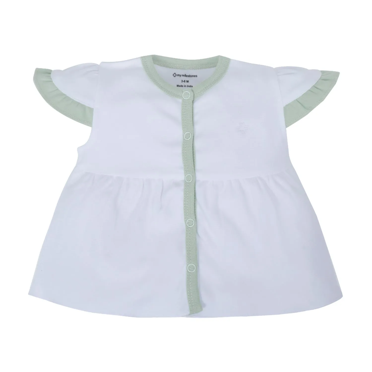 My Milestones T-shirt Half Sleeve Girls White / Grey Stripes-2Pc Pack