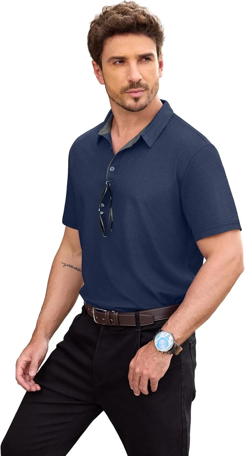 NIASHOT Mens Polo Shirt Short Sleeve Golf Sports Casual Tee