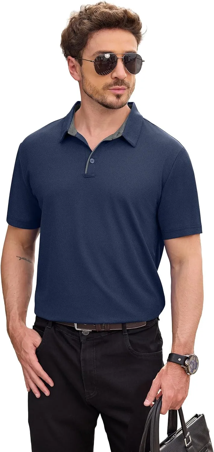 NIASHOT Mens Polo Shirt Short Sleeve Golf Sports Casual Tee