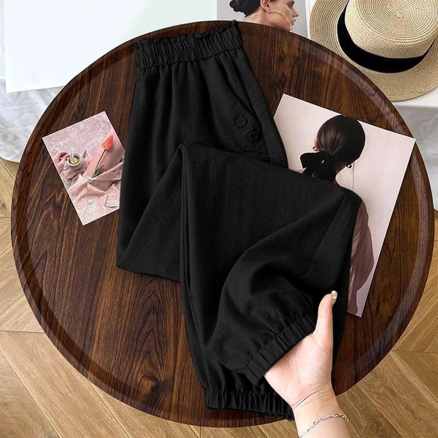 Oplxuo Women's Sweatpants Casual Elastic High Waist Comfort Loose Jogger Pants Lightweight Athletic Workout Pants with Pocket