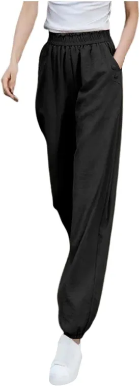 Oplxuo Women's Sweatpants Casual Elastic High Waist Comfort Loose Jogger Pants Lightweight Athletic Workout Pants with Pocket