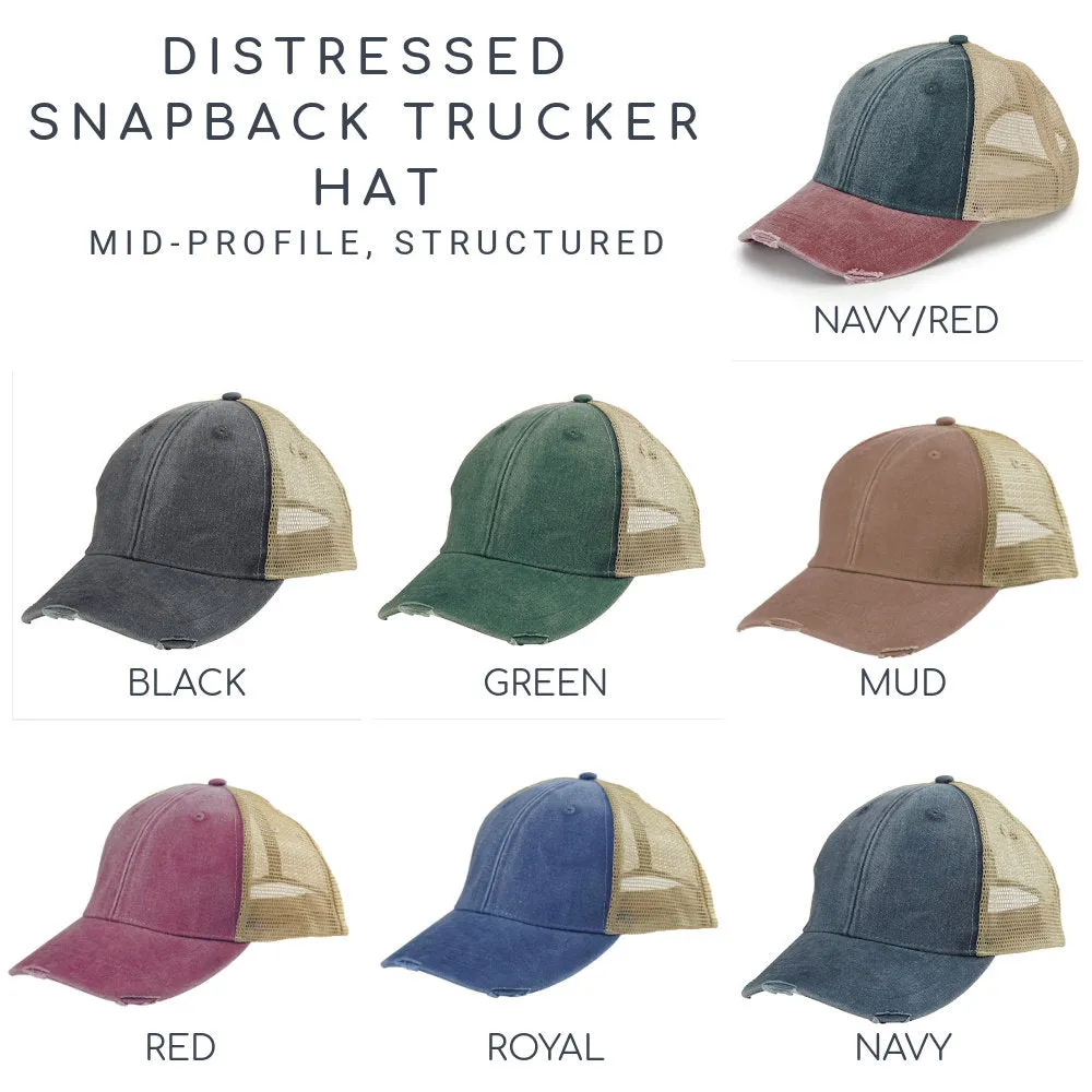 Rhode Island Hat - Distressed Snapback Trucker Hat - Rhode Island State Outline - Many Colors Available