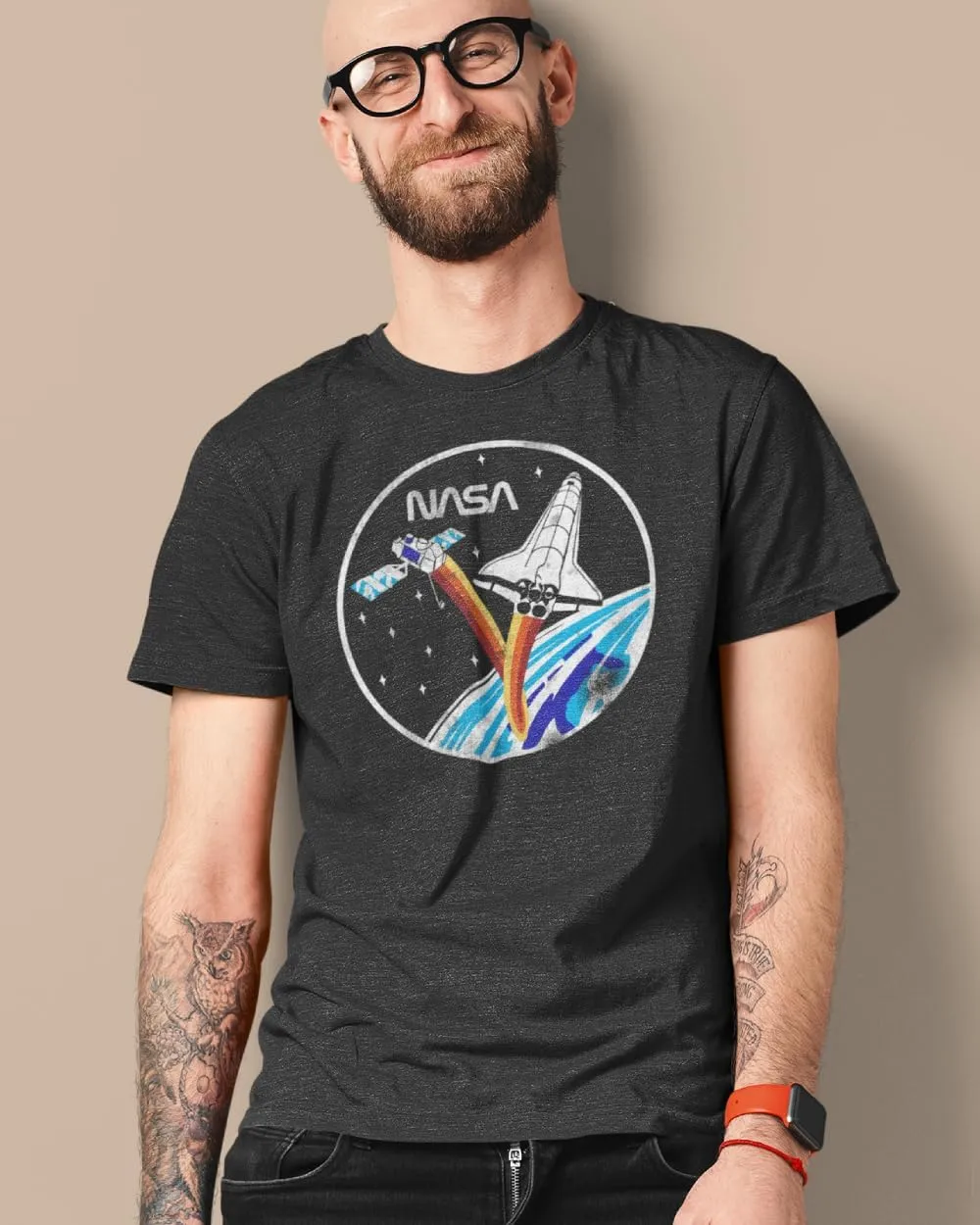 Ripple Junction NASA Vintage Shuttle & Satellite Adult Unisex Crew T-Shirt