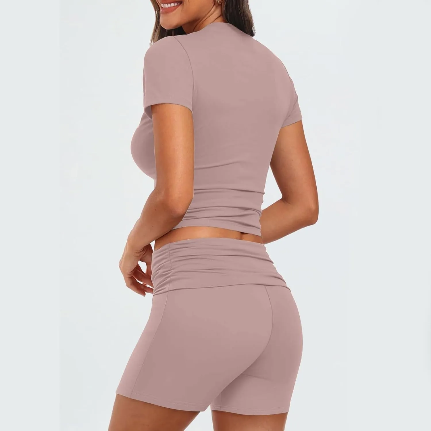 Ruziyoog Womens 2 Piece Lounge Sets Casual Summer Workout Short Matching Clothing Sets Going Out Two Piece Outfits Yoga Gym