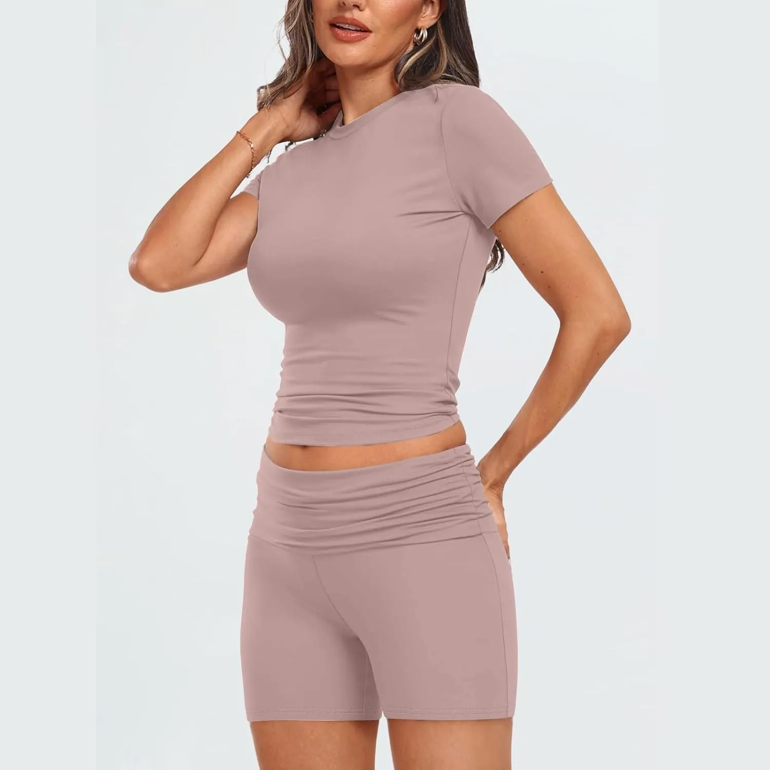 Ruziyoog Womens 2 Piece Lounge Sets Casual Summer Workout Short Matching Clothing Sets Going Out Two Piece Outfits Yoga Gym
