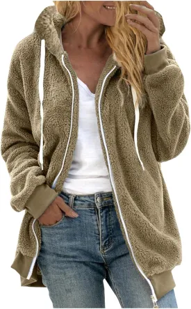 Sherpa Hoodies for Women 2024 Fashion Winter Jackets Shaggy Fuzzy Fleece Jackets Warm Soft Teddy Coats Outerwear