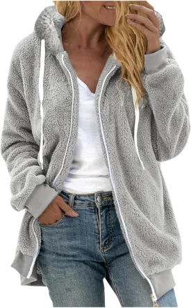 Sherpa Hoodies for Women 2024 Fashion Winter Jackets Shaggy Fuzzy Fleece Jackets Warm Soft Teddy Coats Outerwear