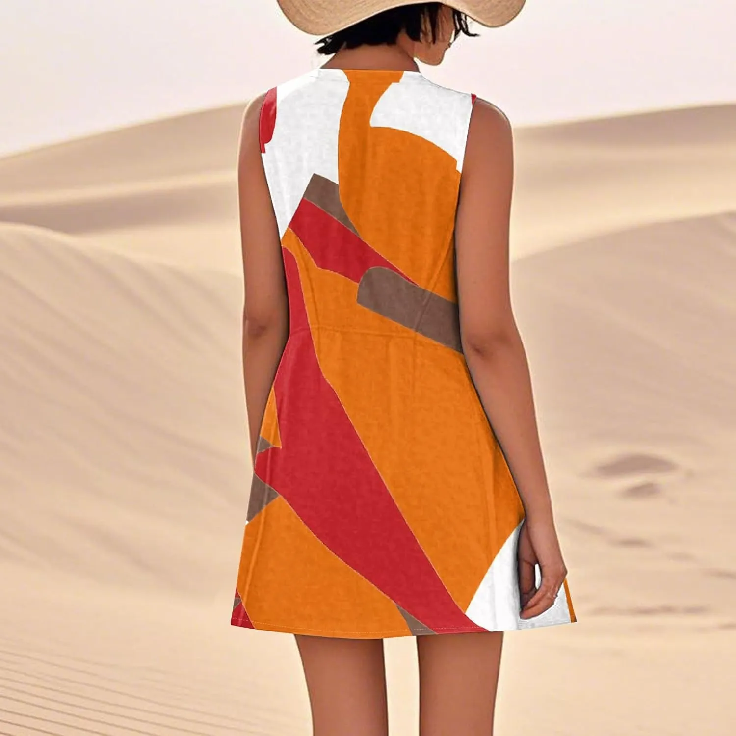 Summer Dresses for Women 2025 Crewneck Sleeveless Cotton Linen Tank Dress Beach Vacation Sundresses with Pockets