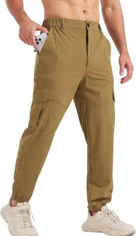 Surenow Men's Lightweight Hiking Pants Slim Fit Stretch Joggers Golf Cargo Work Pants for Men Quick Dry Travel Outdoor Pants