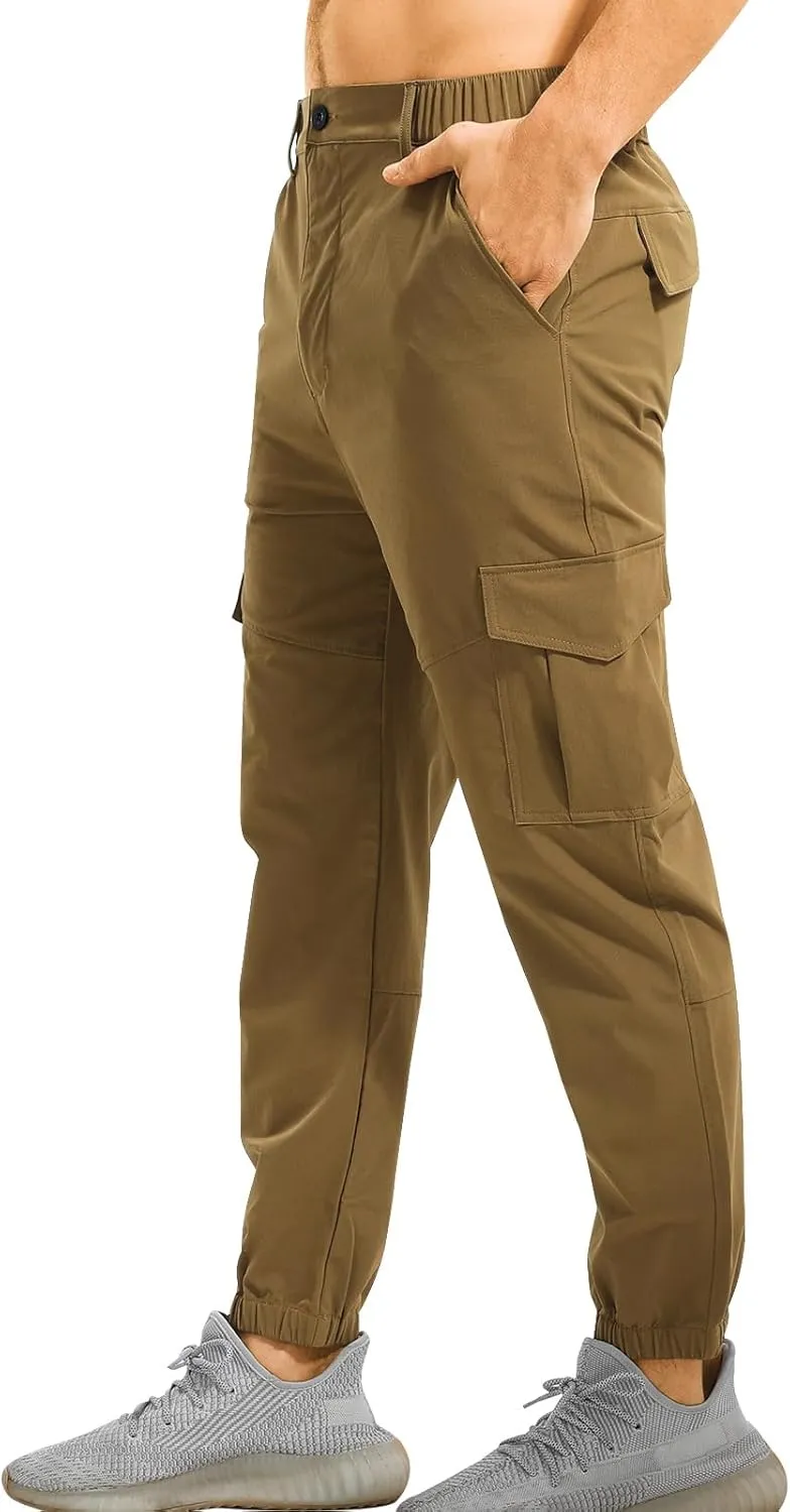 Surenow Men's Lightweight Hiking Pants Slim Fit Stretch Joggers Golf Cargo Work Pants for Men Quick Dry Travel Outdoor Pants