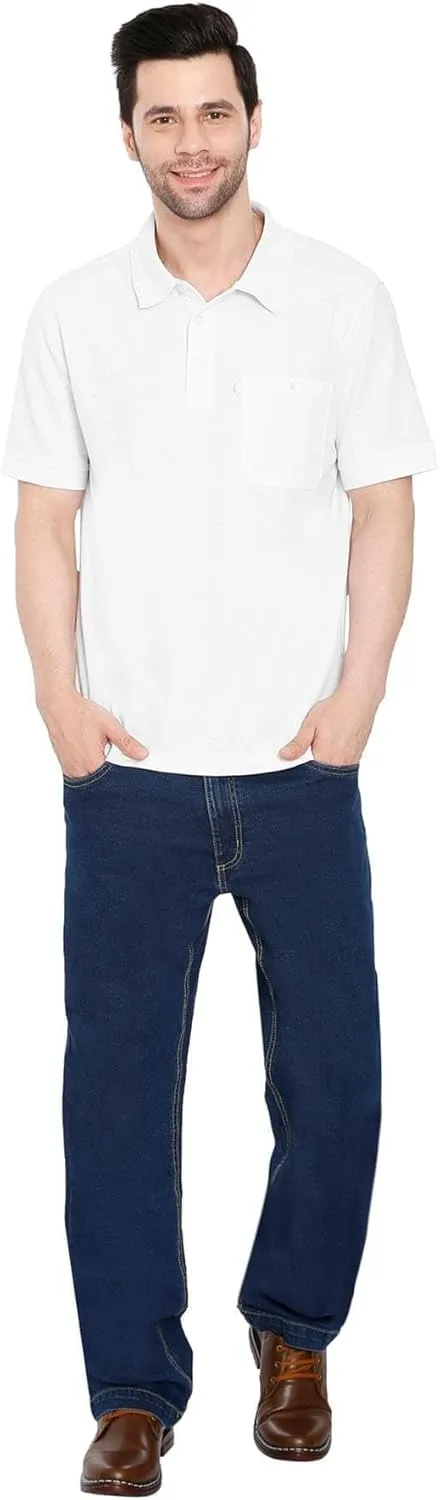 Turtle Bay New York Men's Short Sleeve Pique Polo Shirt in Cotton Blend with Front Pocket