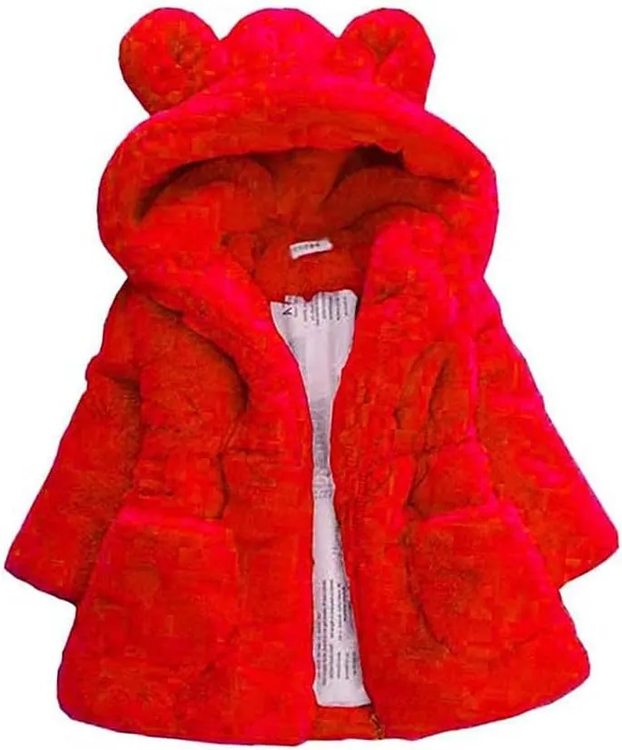 WEONEDREAM Toddler Girls Winter Fleece Coat Kids Hooded Faux Fur Jacket Baby Warm Outwear
