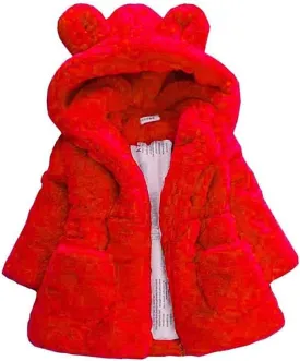 WEONEDREAM Toddler Girls Winter Fleece Coat Kids Hooded Faux Fur Jacket Baby Warm Outwear