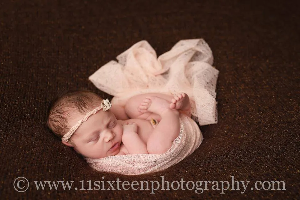 Whisper Knit Newborn Baby Wrap in Peach