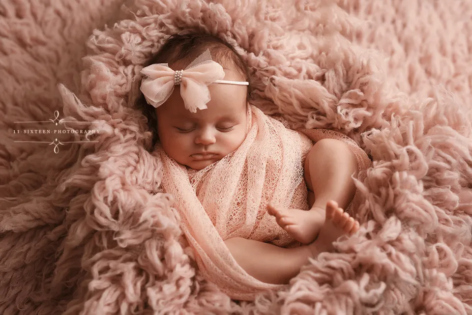 Whisper Knit Newborn Baby Wrap in Peach