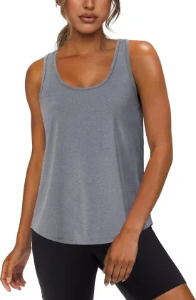 WIHOLL Women's Workout Tank Tops Sleeveless Athletic Racerback for Gym Yoga Running - Summer Fitness Tops Scoop Neck (S-XXL)