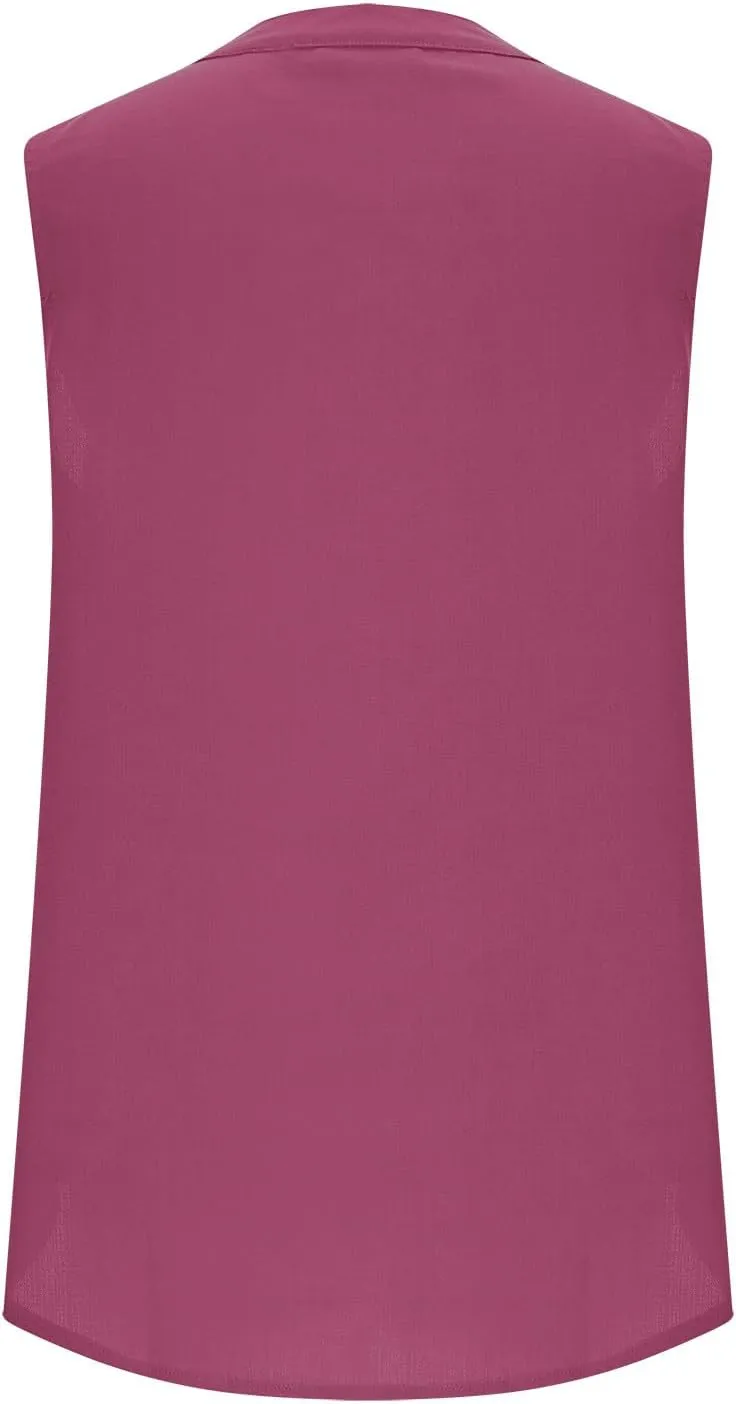 Women's Chiffon Tank Tops Sleeveless V Neck Blouse Dressy Casual Tops Office Work Shirts Trendy Business Tops