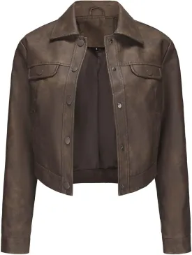 Womens Faux Leather Jacket, Casual Fashion Quilted Zip Up Coat Motorcycle Short Biker Jackets Classic Y2k Crop Coats
