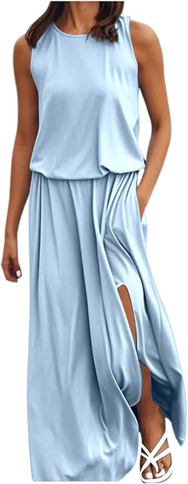 Womens Summer Boho Strapless Maxi Dress 2025 Casual Sleeveless Off Shoulder Smocked Tiered Beach Long Sundress